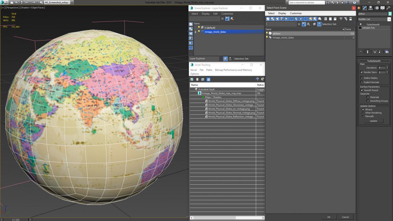 Vintage World Globe 3D model