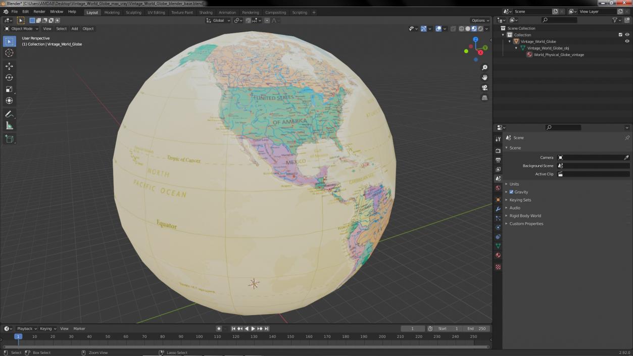 Vintage World Globe 3D model