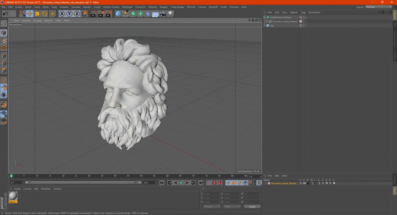 3D model Poseidon Head Marble