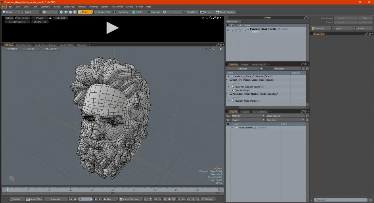 3D model Poseidon Head Marble