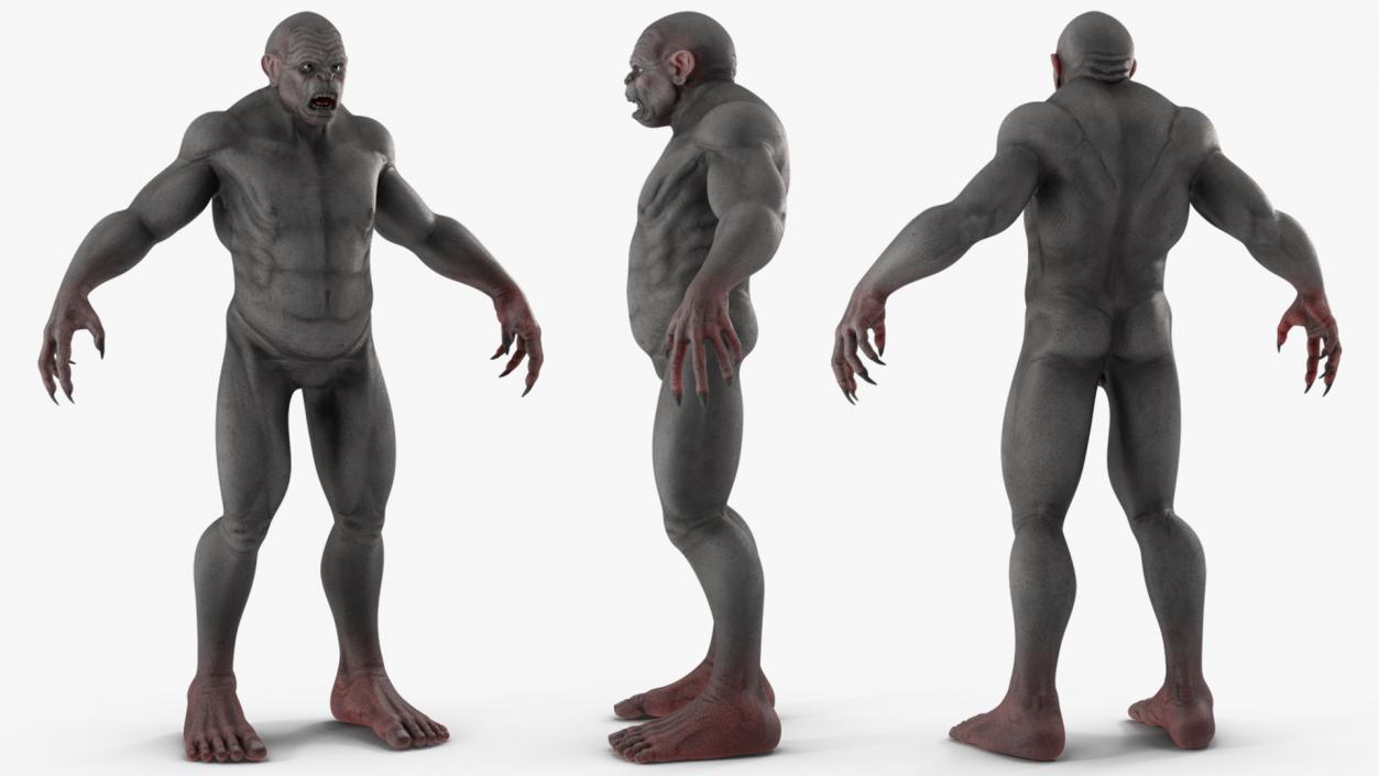 Scary Ape Monster A-pose 3D model