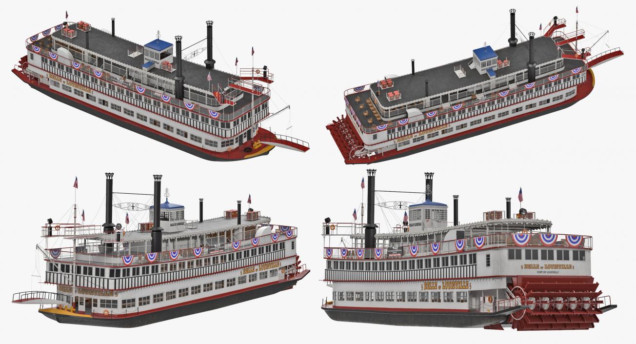 Wheeled Steamboats Collection 3D model