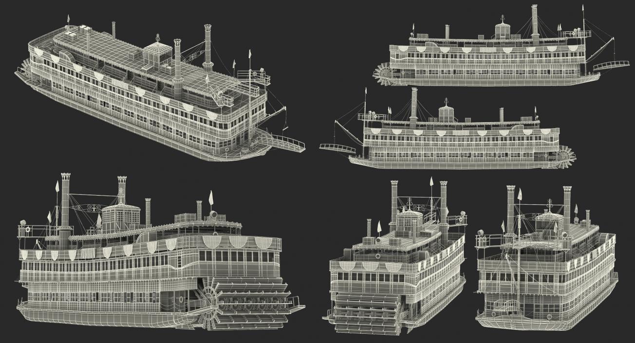 Wheeled Steamboats Collection 3D model