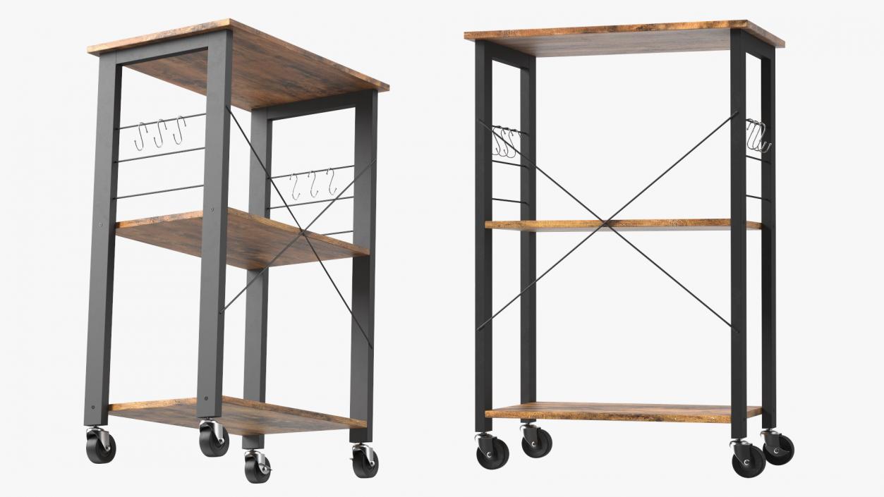 Drew Wood Kitchen Cart 3D