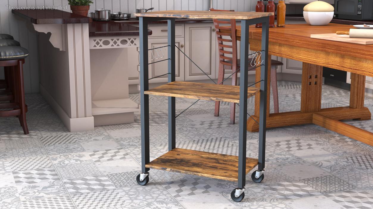 Drew Wood Kitchen Cart 3D