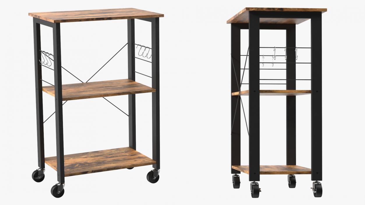 Drew Wood Kitchen Cart 3D