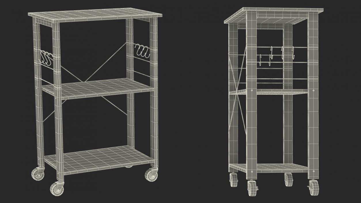 Drew Wood Kitchen Cart 3D