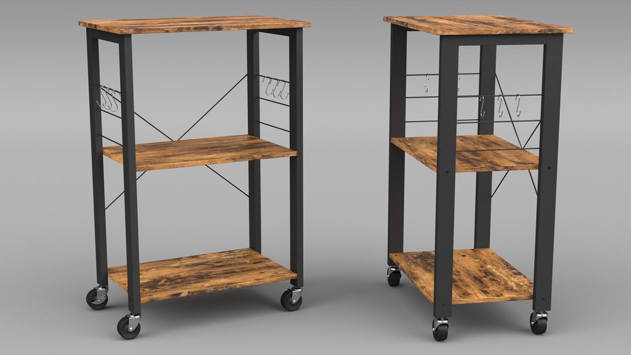 Drew Wood Kitchen Cart 3D