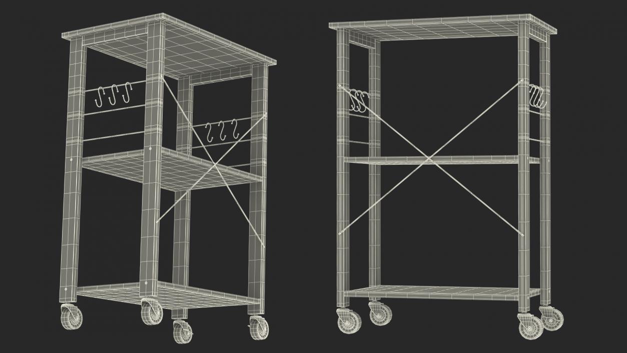 Drew Wood Kitchen Cart 3D