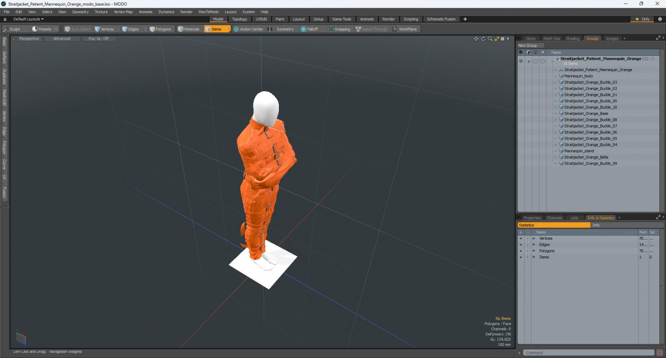 Straitjacket Patient Mannequin Orange 3D