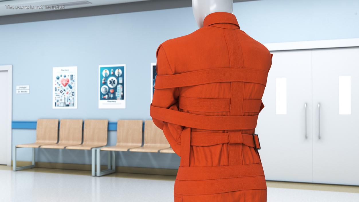 Straitjacket Patient Mannequin Orange 3D