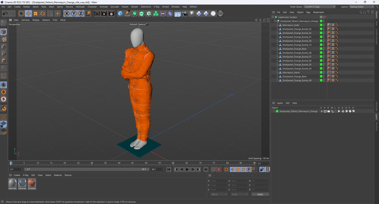 Straitjacket Patient Mannequin Orange 3D