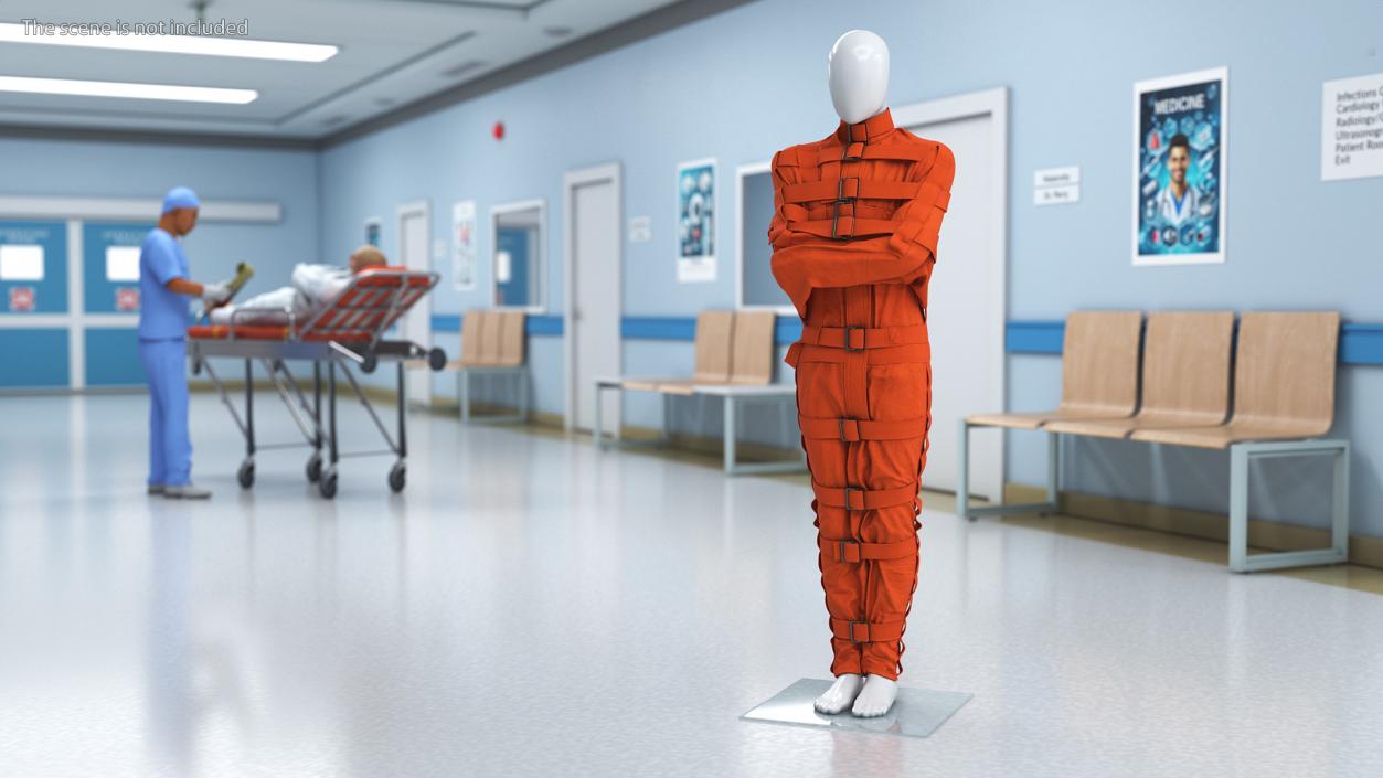 Straitjacket Patient Mannequin Orange 3D