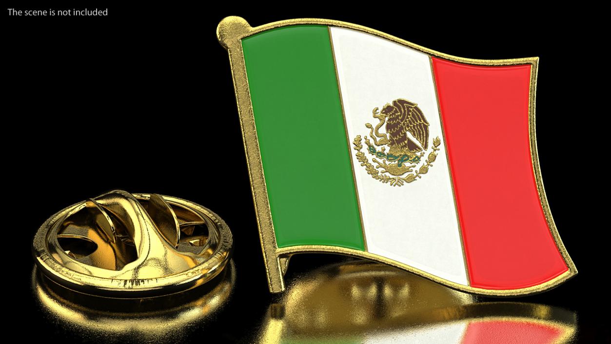 Mexican Flag Lapel Pin 3D