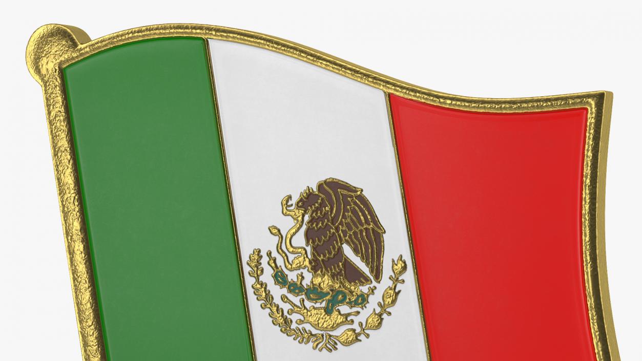 Mexican Flag Lapel Pin 3D