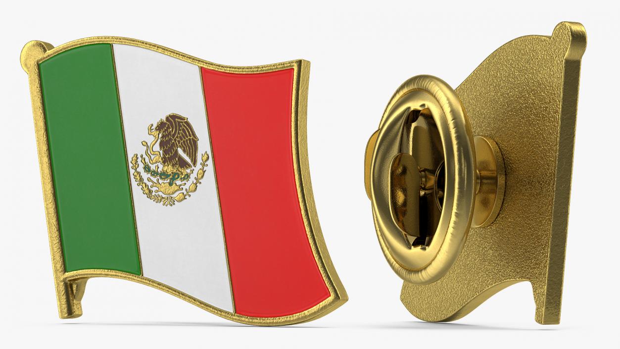 Mexican Flag Lapel Pin 3D