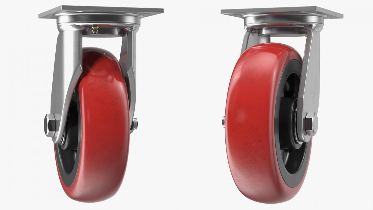 Polyurethane Tread Swivel Caster 3D