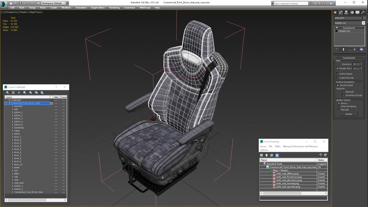 3D Commercial Truck Driver Seat model