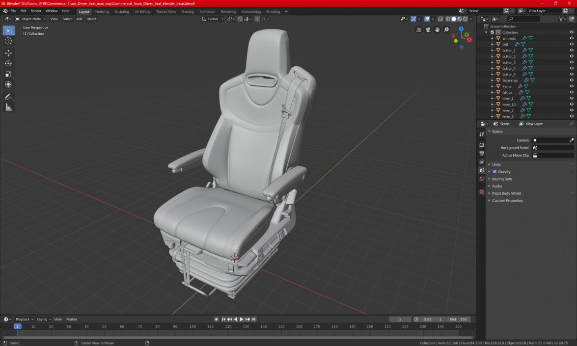 3D Commercial Truck Driver Seat model