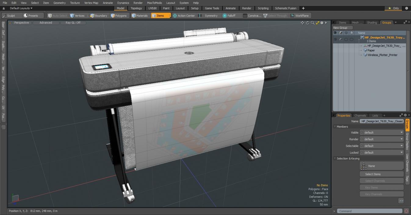 HP DesignJet T630 Tray Closed 3D model