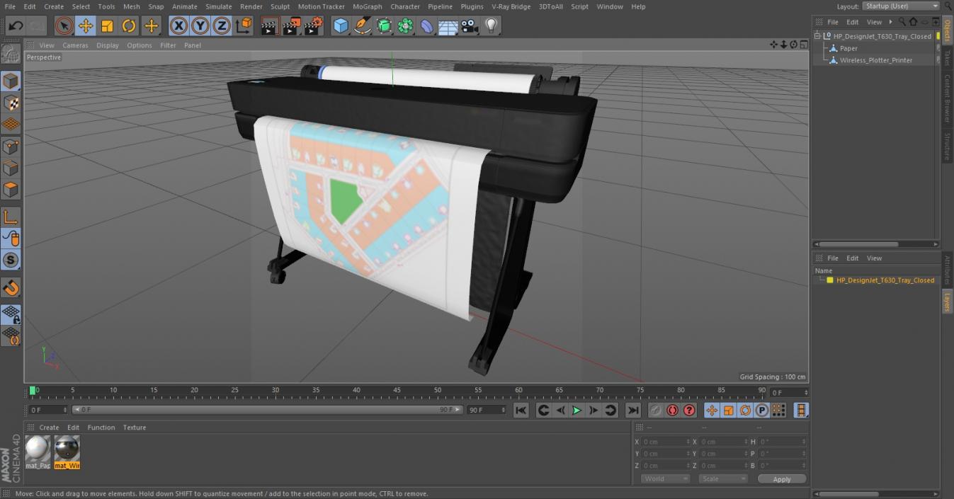 HP DesignJet T630 Tray Closed 3D model