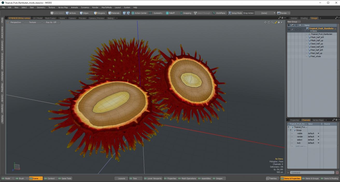 3D Tropical Fruit Rambutan model