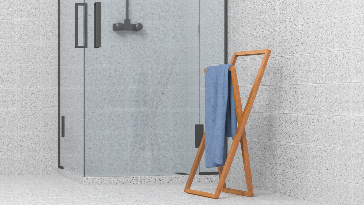 3D Freestanding Folding Wood Towel Rail