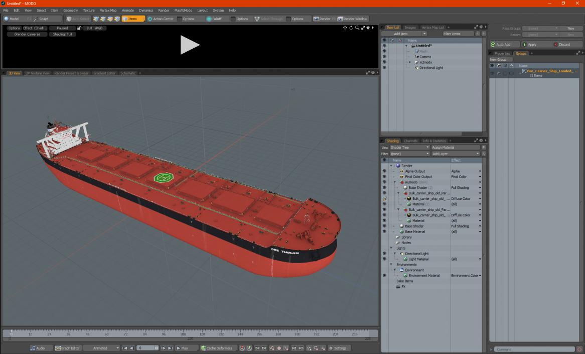 Ore Carrier Ship Loaded Dirty 3D model