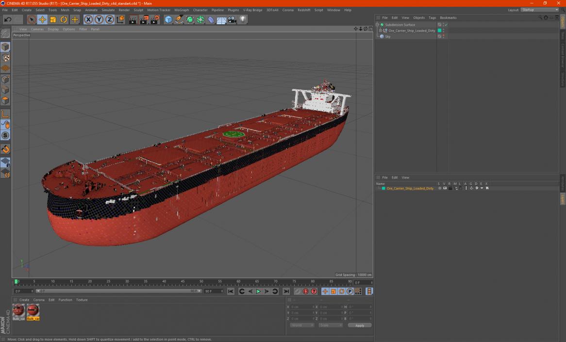 Ore Carrier Ship Loaded Dirty 3D model