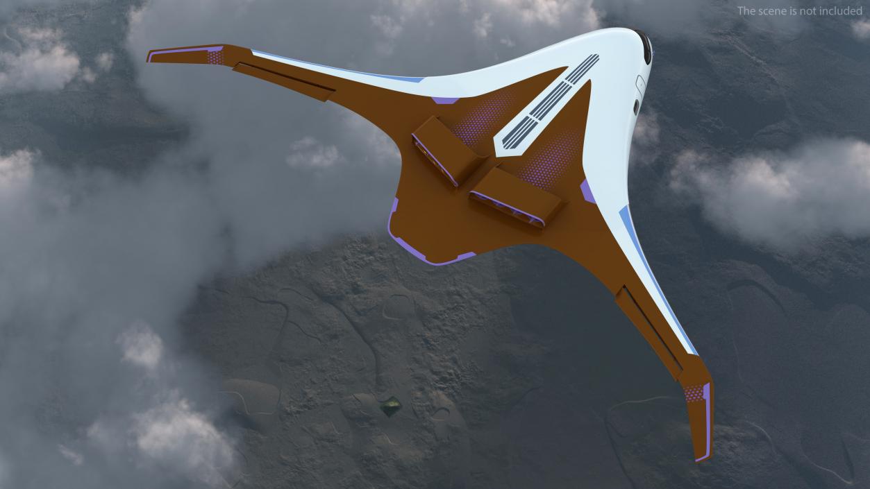 Ecological Aircraft Blended-Wing Body Rigged 3D model