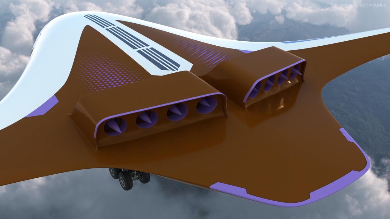 Ecological Aircraft Blended-Wing Body Rigged 3D model