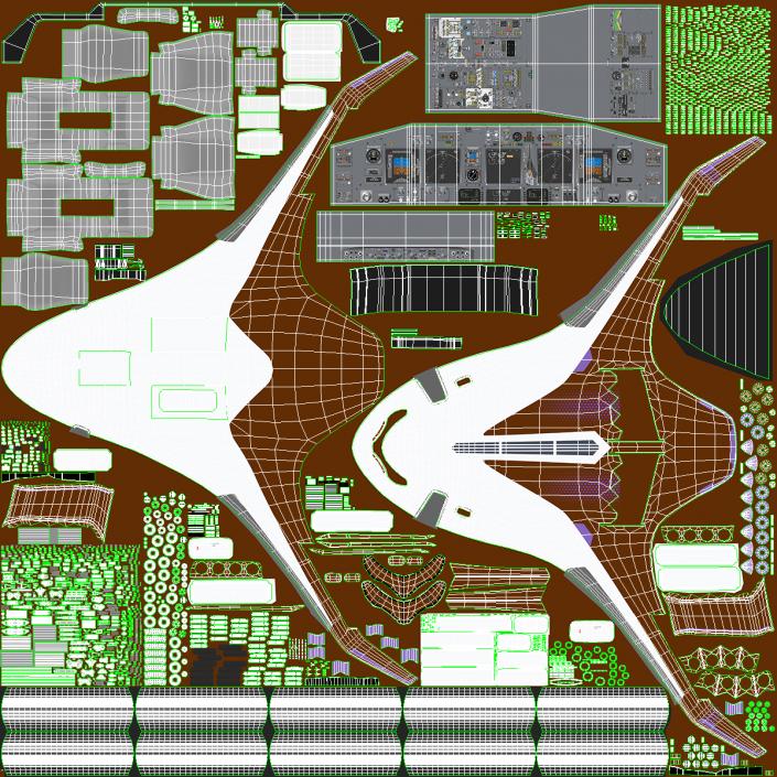 Ecological Aircraft Blended-Wing Body Rigged 3D model