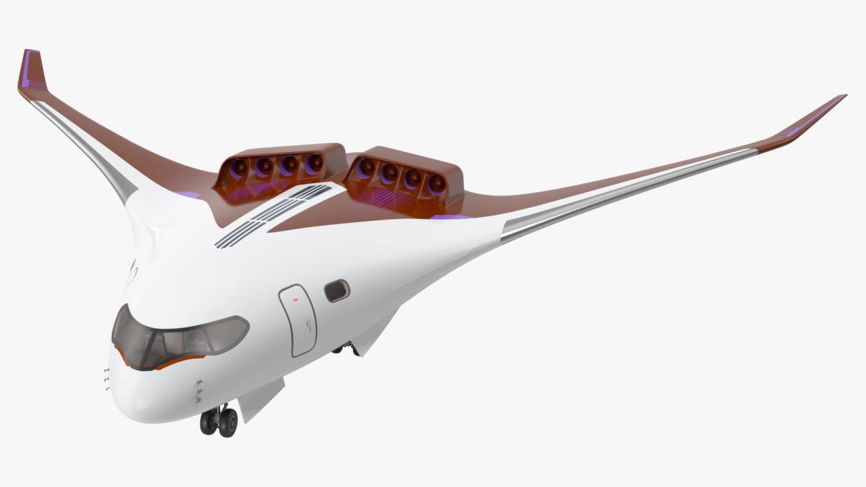 Ecological Aircraft Blended-Wing Body Rigged 3D model