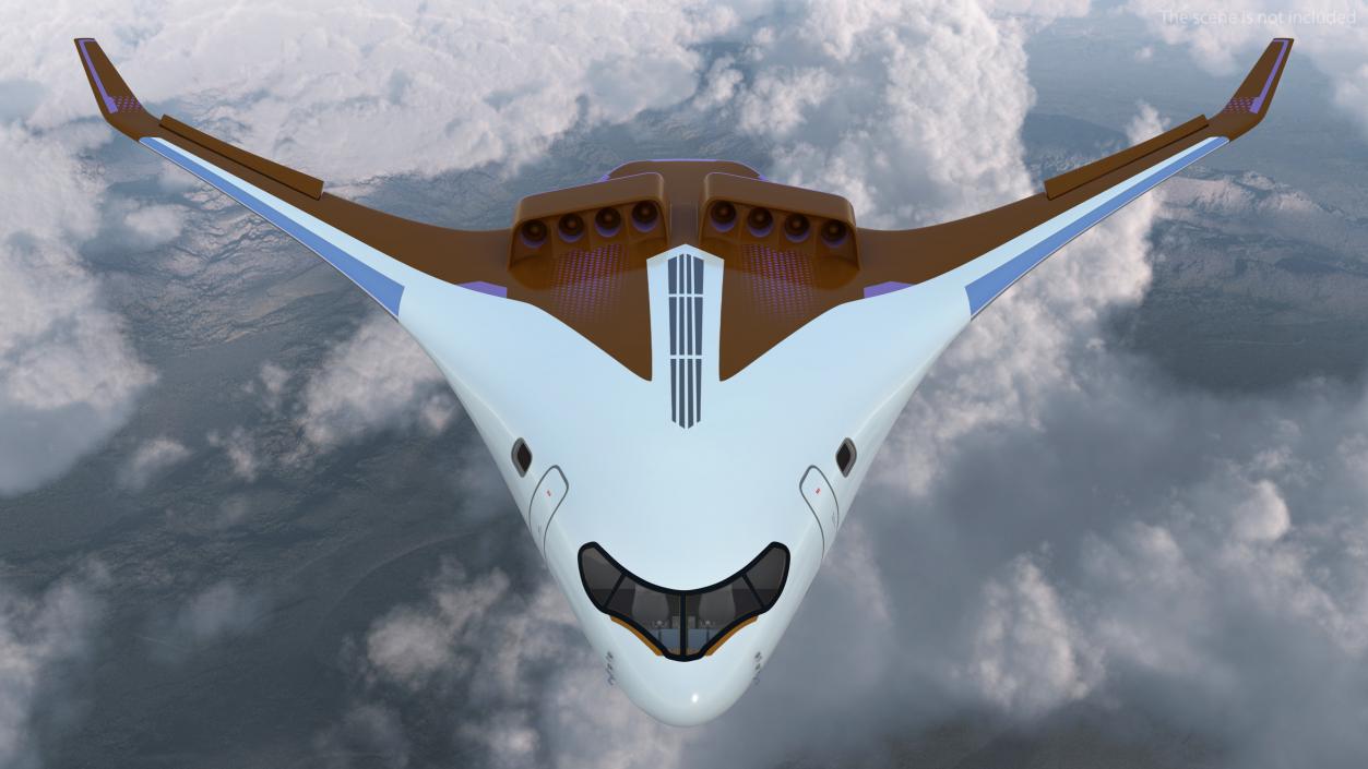 Ecological Aircraft Blended-Wing Body Rigged 3D model