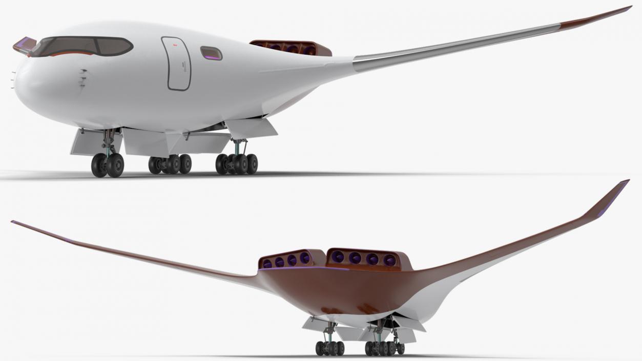 Ecological Aircraft Blended-Wing Body Rigged 3D model