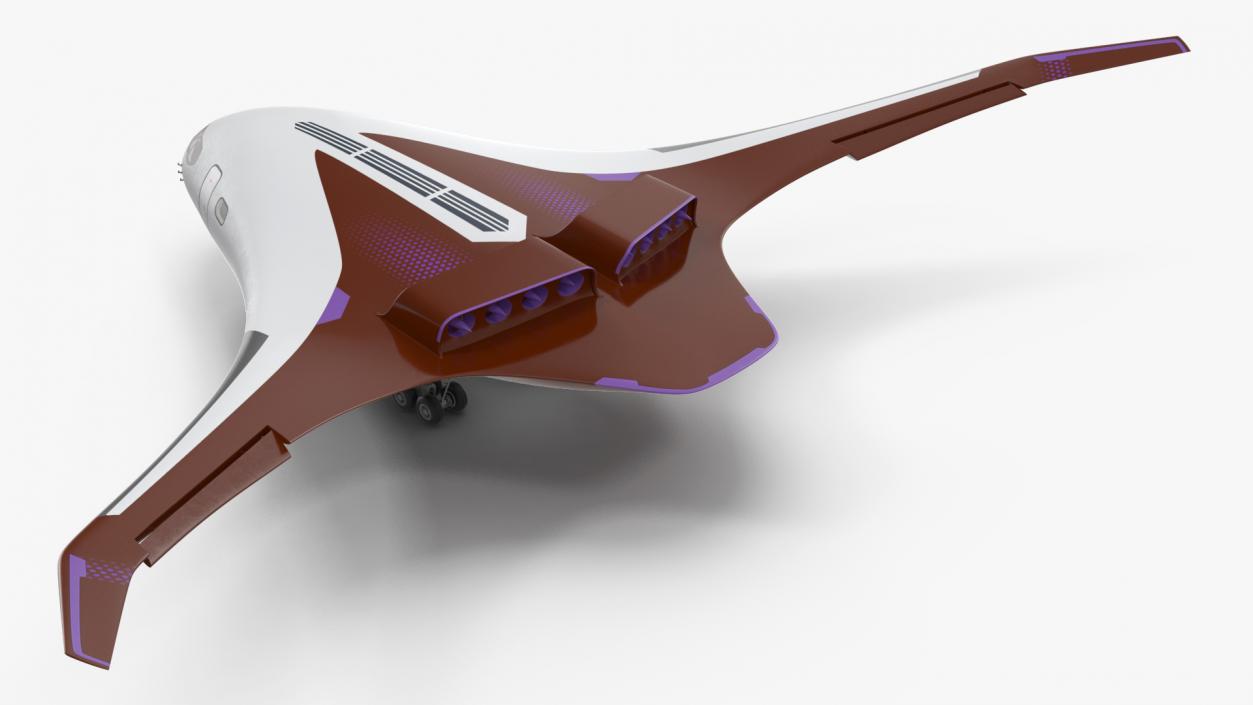 Ecological Aircraft Blended-Wing Body Rigged 3D model