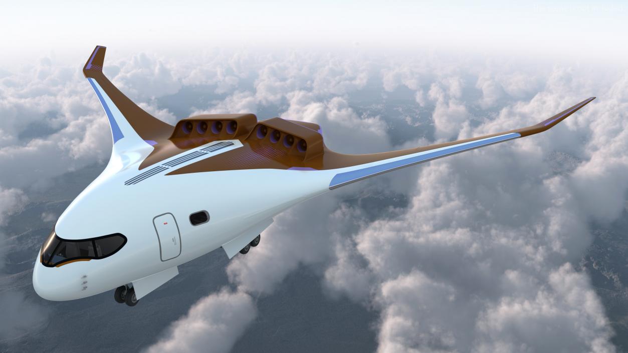 Ecological Aircraft Blended-Wing Body Rigged 3D model