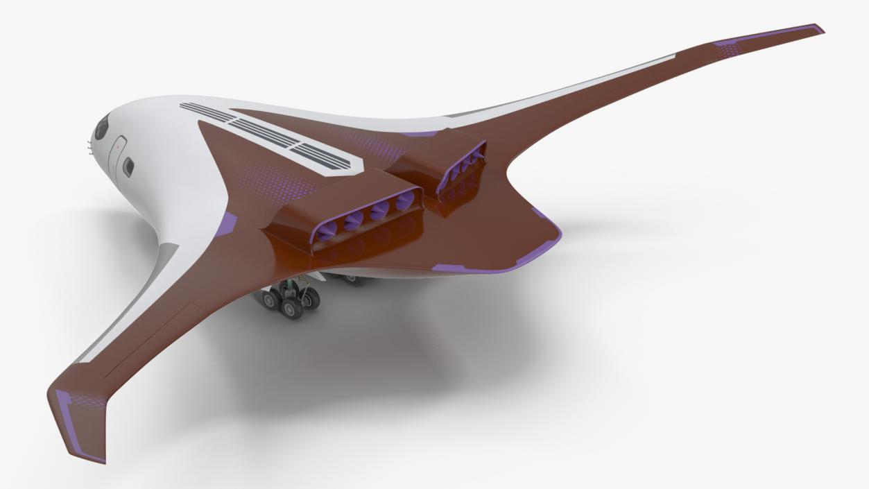 Ecological Aircraft Blended-Wing Body Rigged 3D model