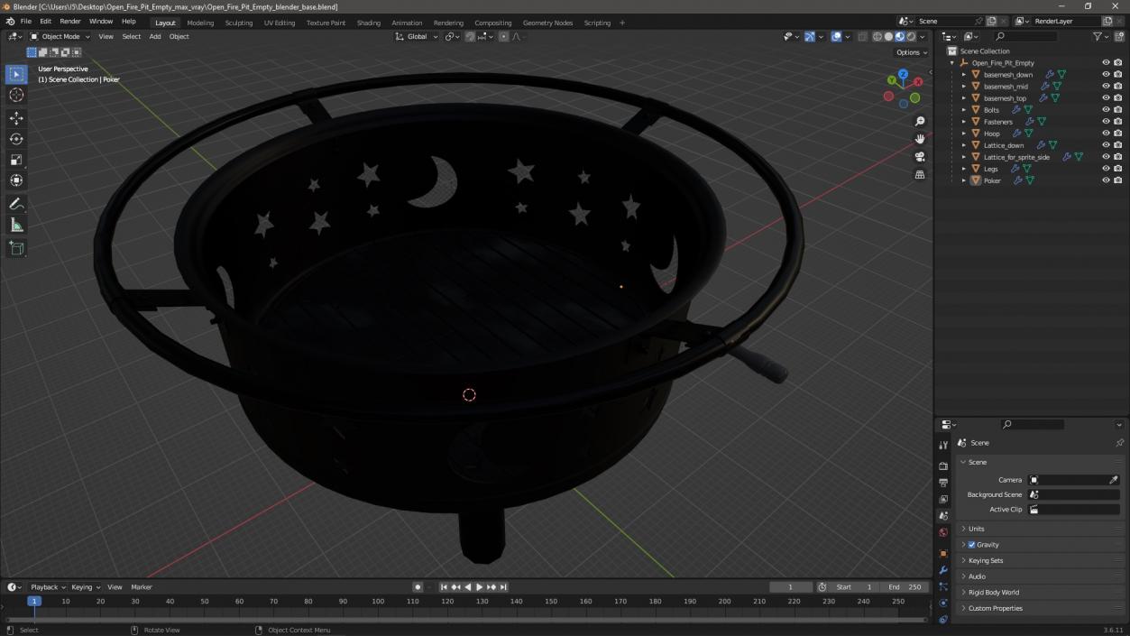 Open Fire Pit Empty 3D model