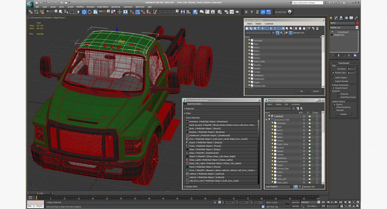 3D model Crew Cab Chassis Truck Generic