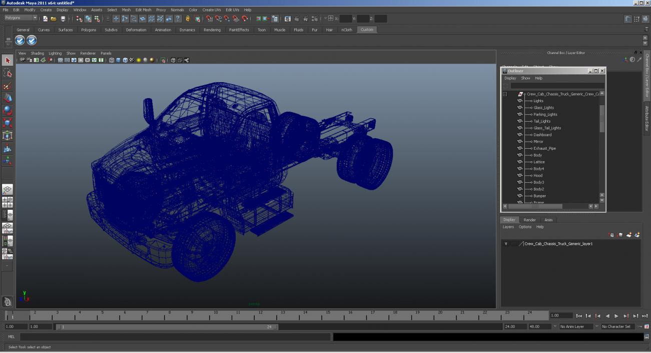 3D model Crew Cab Chassis Truck Generic