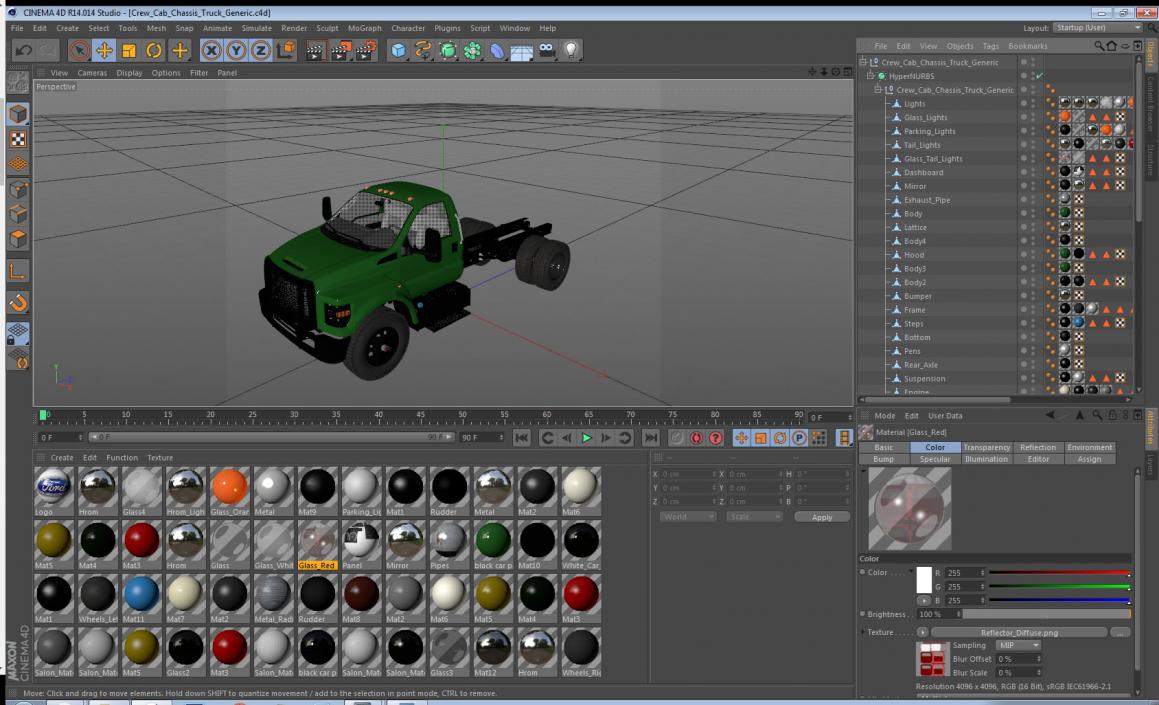 3D model Crew Cab Chassis Truck Generic