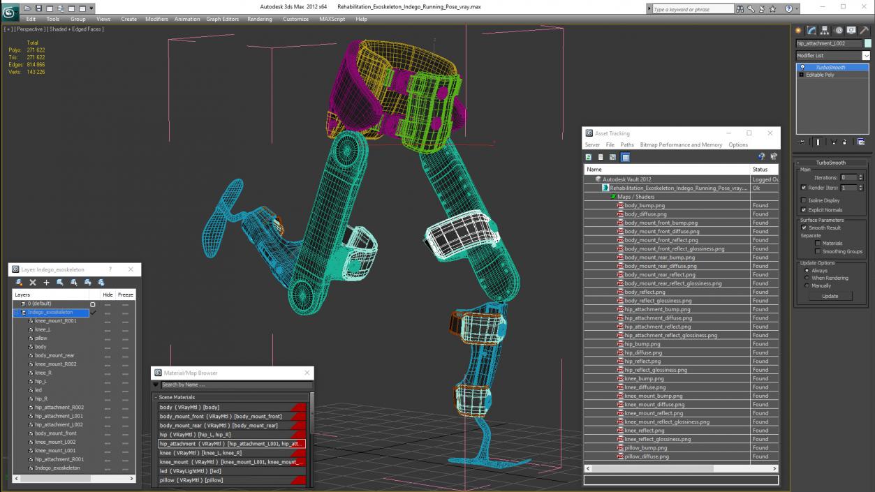 3D Rehabilitation Exoskeleton Indego Running Pose