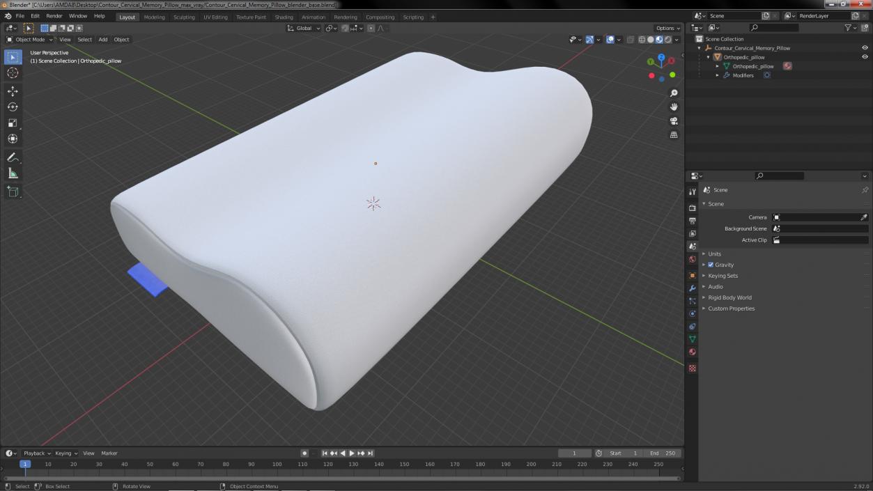 3D model Contour Cervical Memory Pillow