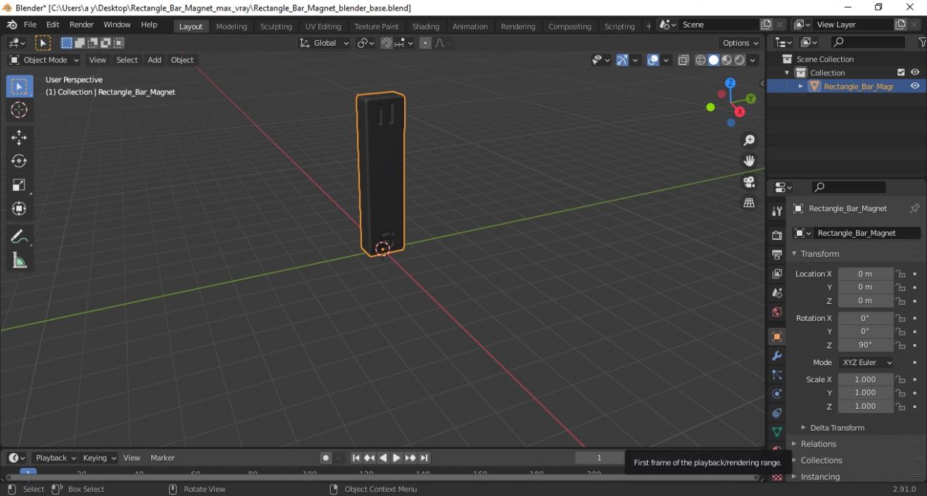 3D model Rectangle Bar Magnet