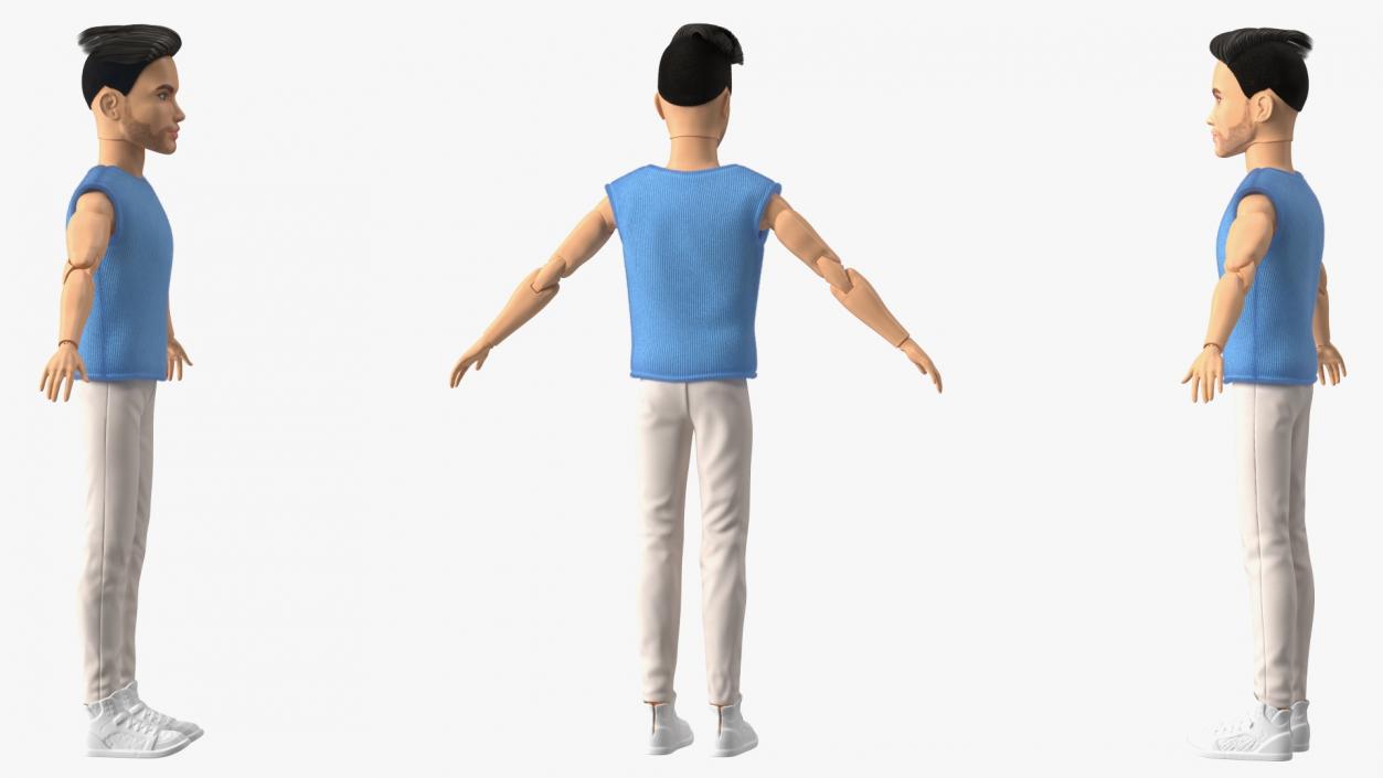 Ken Doll Dressed T-pose Fur 3D