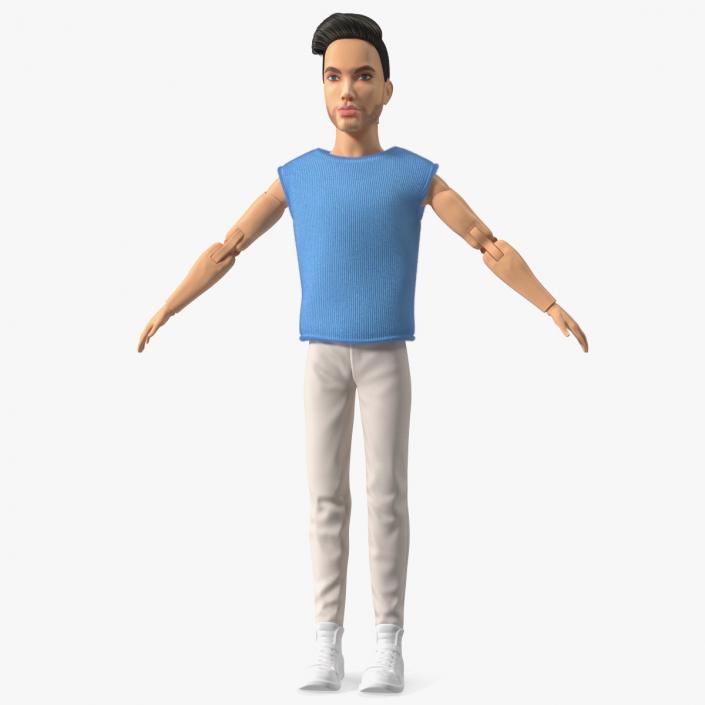 Ken Doll Dressed T-pose Fur 3D