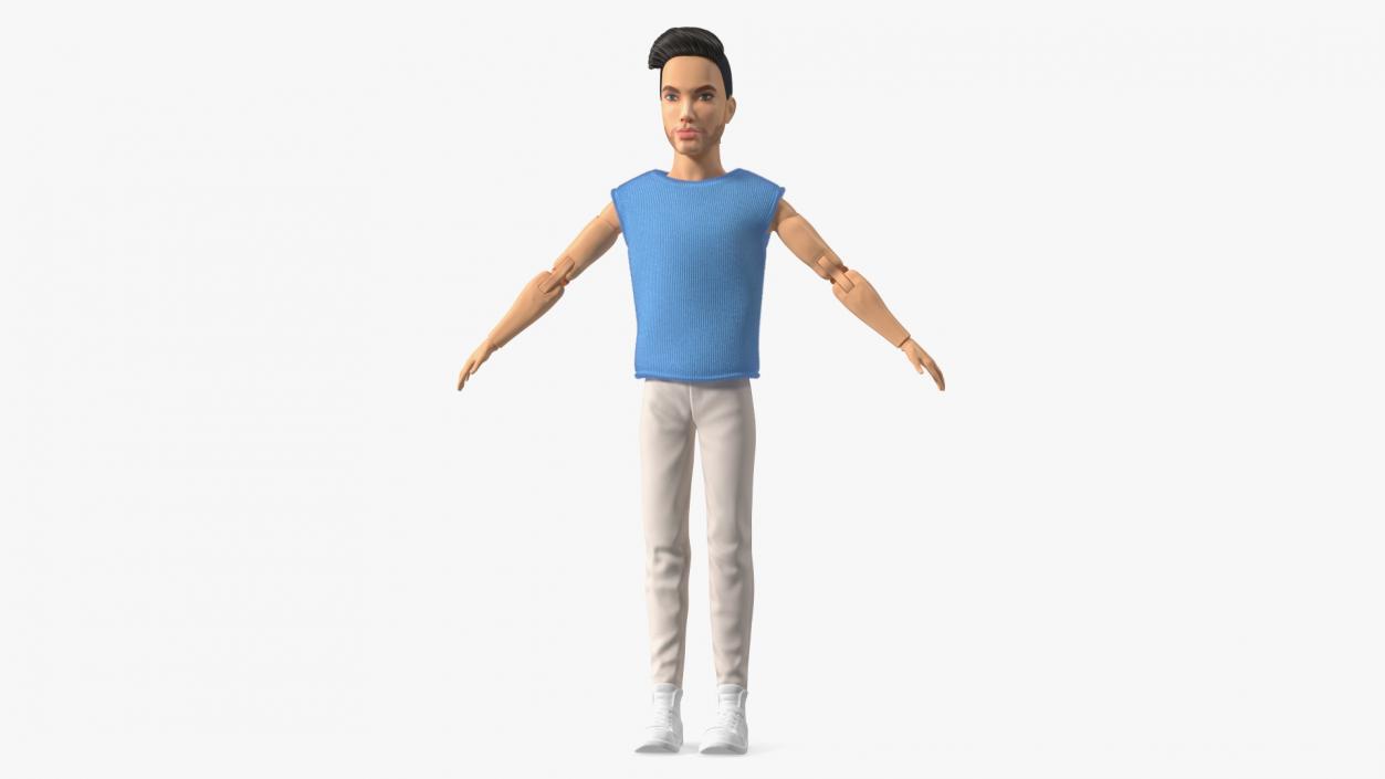 Ken Doll Dressed T-pose Fur 3D