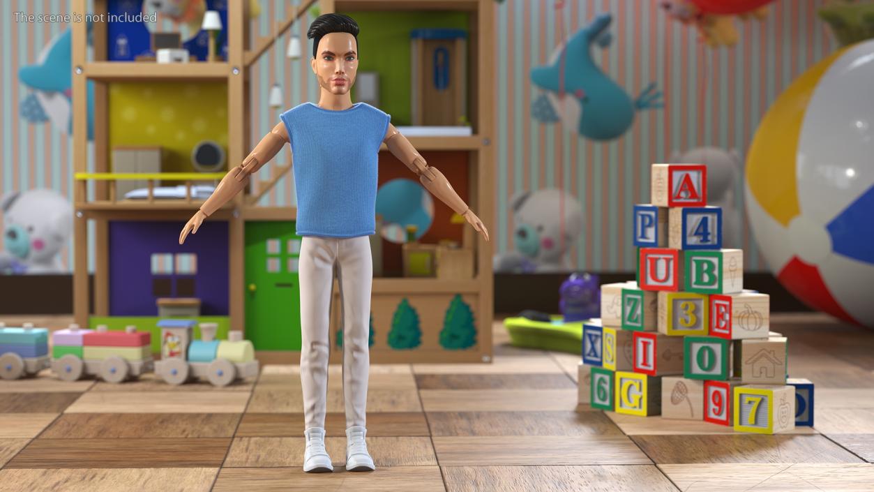 Ken Doll Dressed T-pose Fur 3D