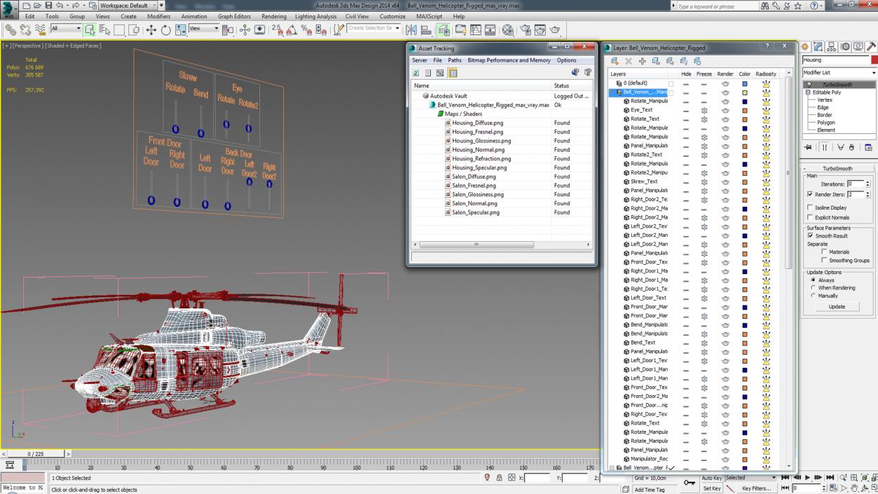 Bell Venom Helicopter Rigged for Maya 3D